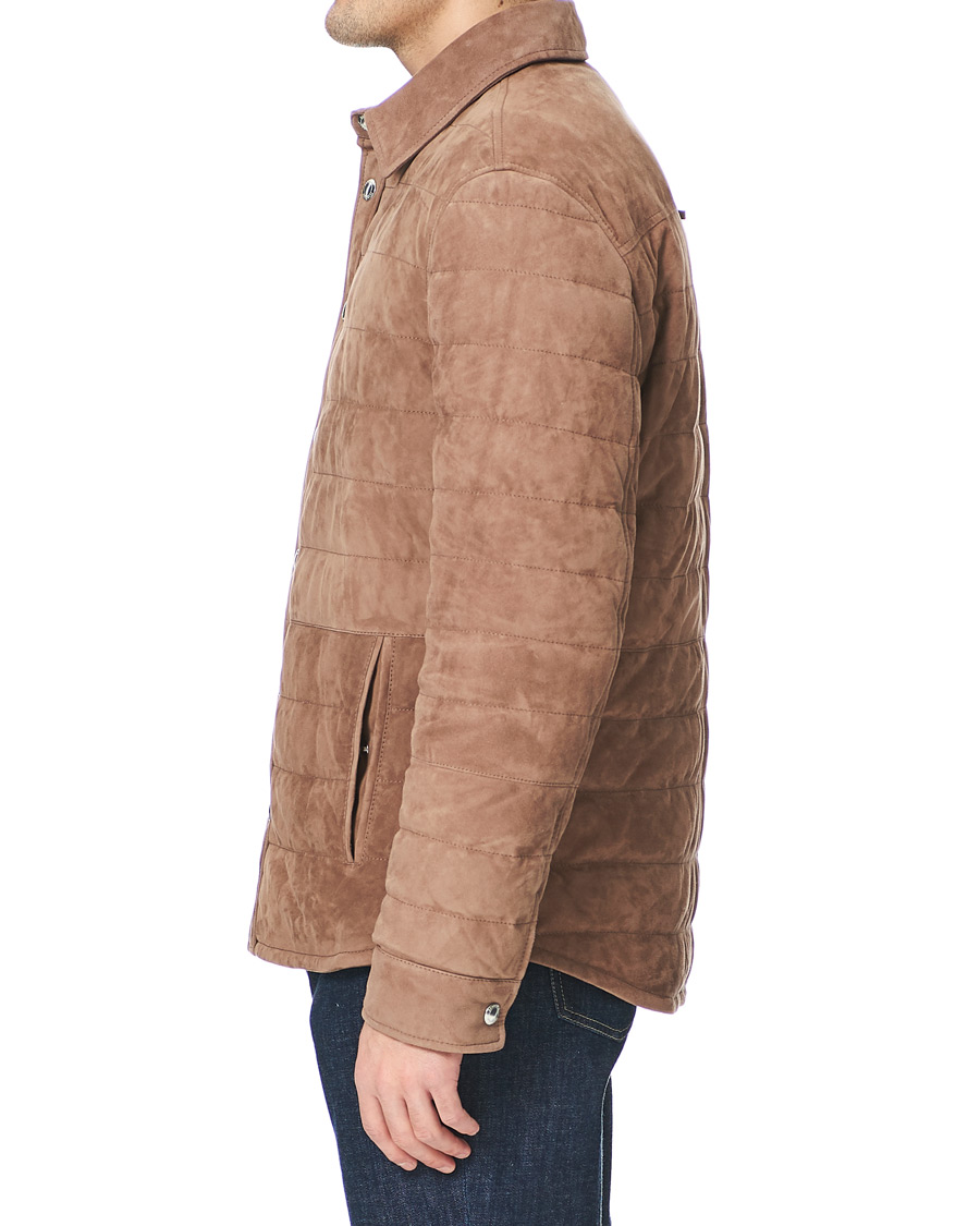 Herre | Jakker | Brunello Cucinelli | Quilted Leather Jacket Brown Suede