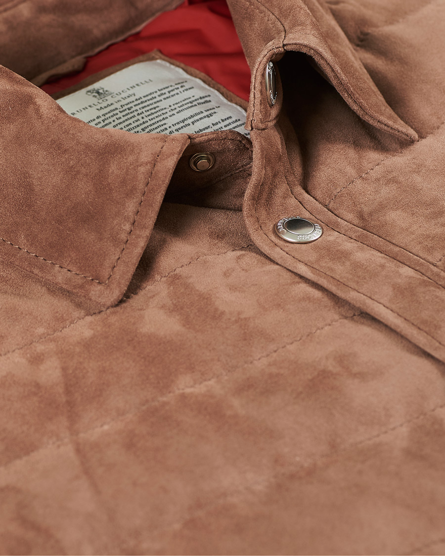 Herre | Jakker | Brunello Cucinelli | Quilted Leather Jacket Brown Suede