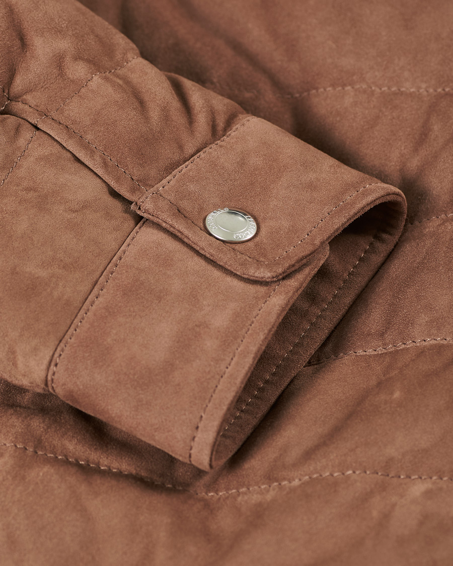Herre | Jakker | Brunello Cucinelli | Quilted Leather Jacket Brown Suede