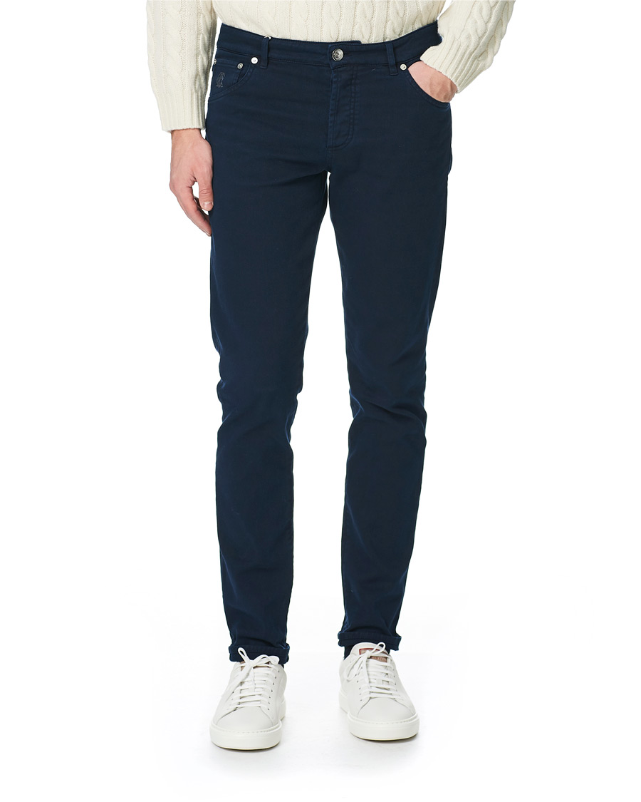 Herre | Tøj | Brunello Cucinelli | Slim Fit 5-Pocket Twill Pants Navy