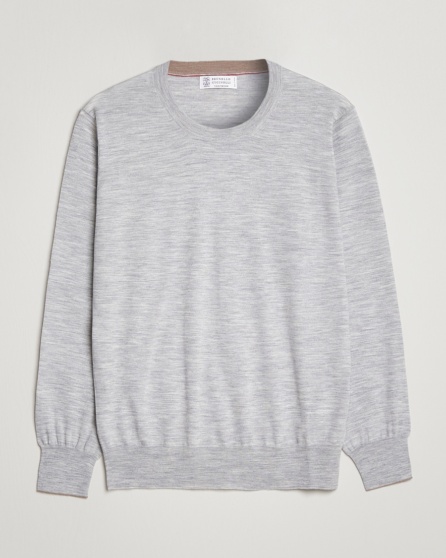 Herre | Trøjer | Brunello Cucinelli | Cashmere/Wool Crew Neck Sweater Light Grey