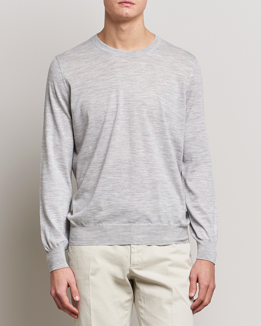 Herre | Pullovers med rund hals | Brunello Cucinelli | Cashmere/Wool Crew Neck Sweater Light Grey