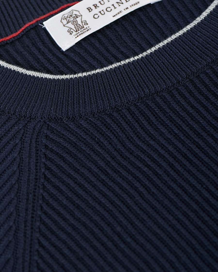 Herre | Trøjer | Brunello Cucinelli | Rib Stitch Navy