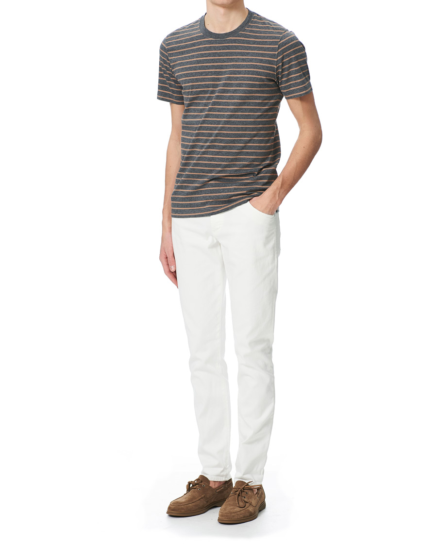 Herre | T-Shirts | Brunello Cucinelli | Breton Stripe Short Sleeve T-Shirt Grey/Brown