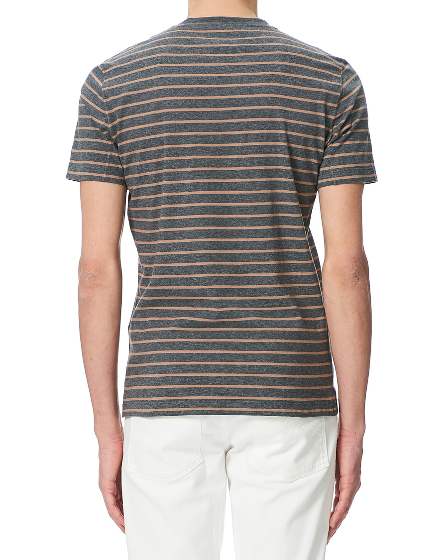 Herre | T-Shirts | Brunello Cucinelli | Breton Stripe Short Sleeve T-Shirt Grey/Brown