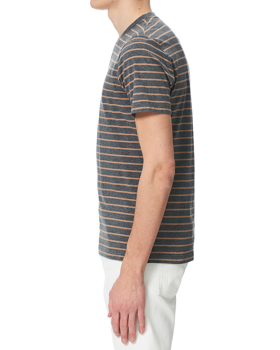 Herre | T-Shirts | Brunello Cucinelli | Breton Stripe Short Sleeve T-Shirt Grey/Brown
