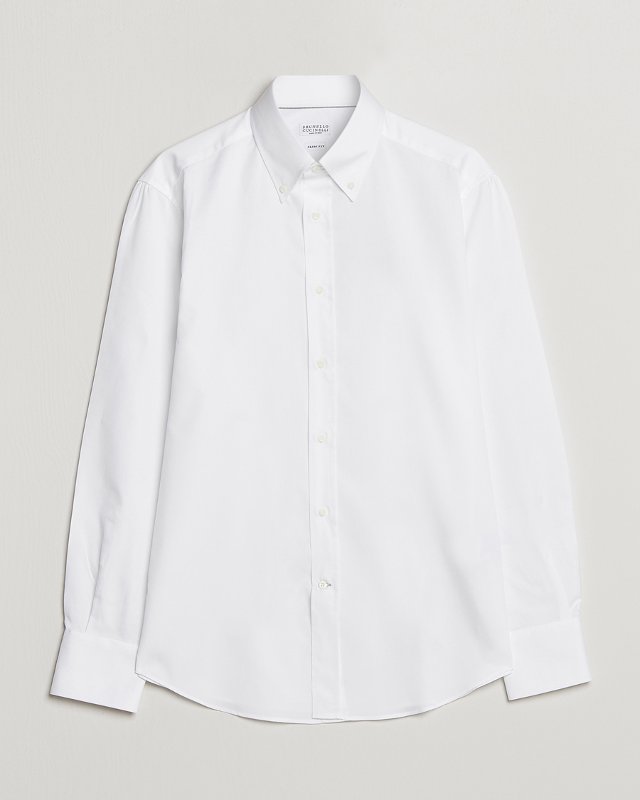Herre | Skjorter | Brunello Cucinelli | Slim Fit Button Down Shirt White