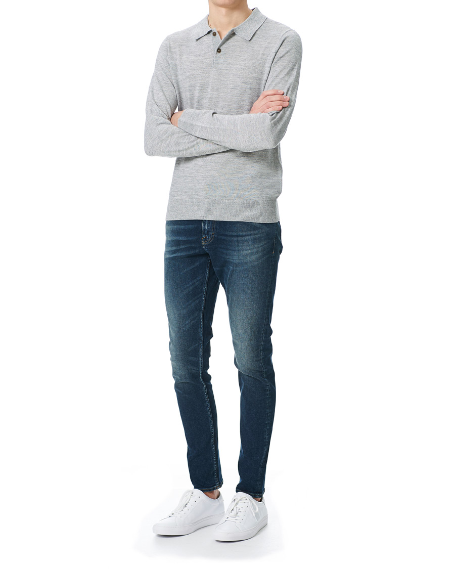 Herre | Trøjer | Morris | Merino Long Sleeve Polo Shirt Grey Melange