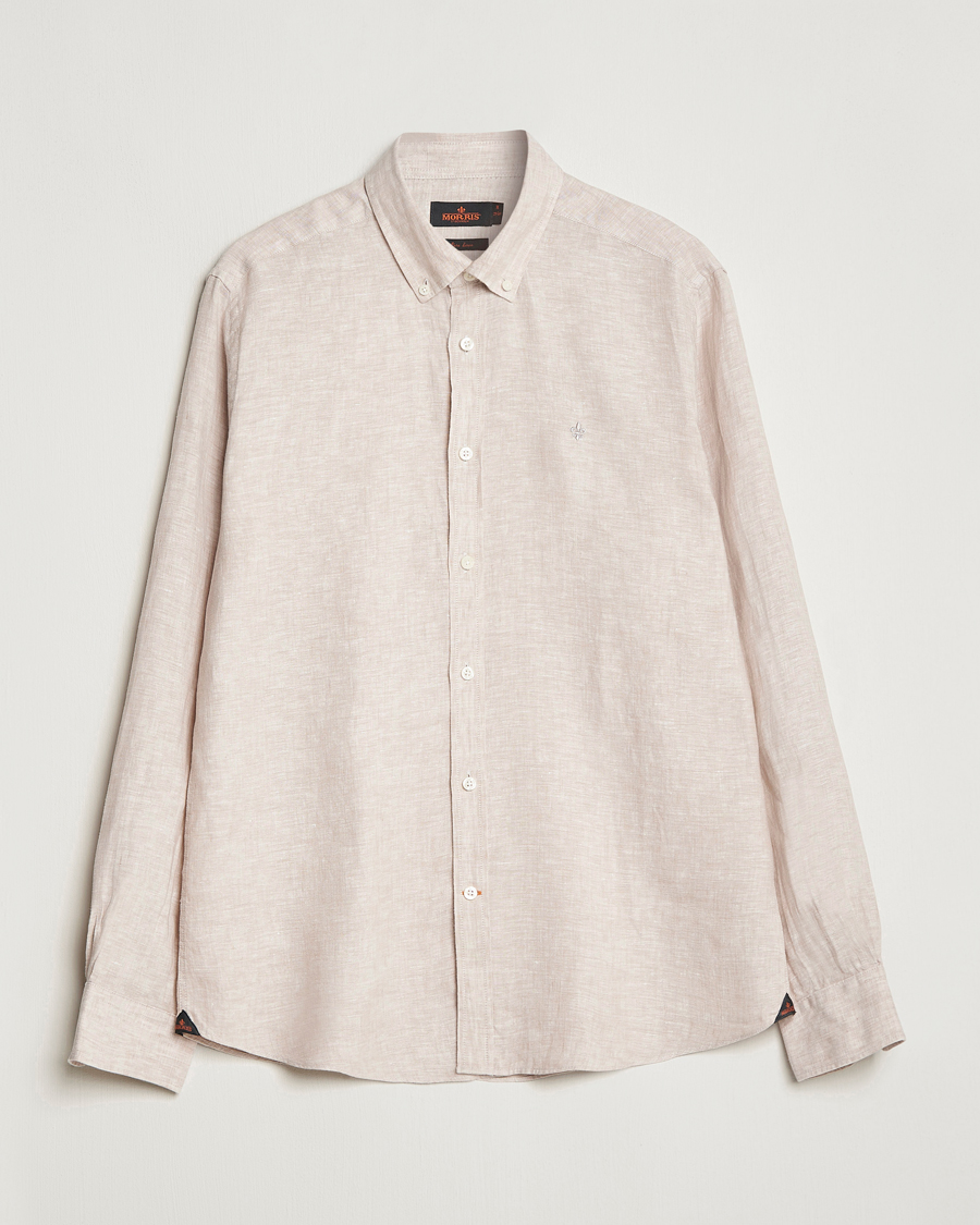 Herre | Skjorter | Morris | Douglas Linen Button Down Shirt Khaki