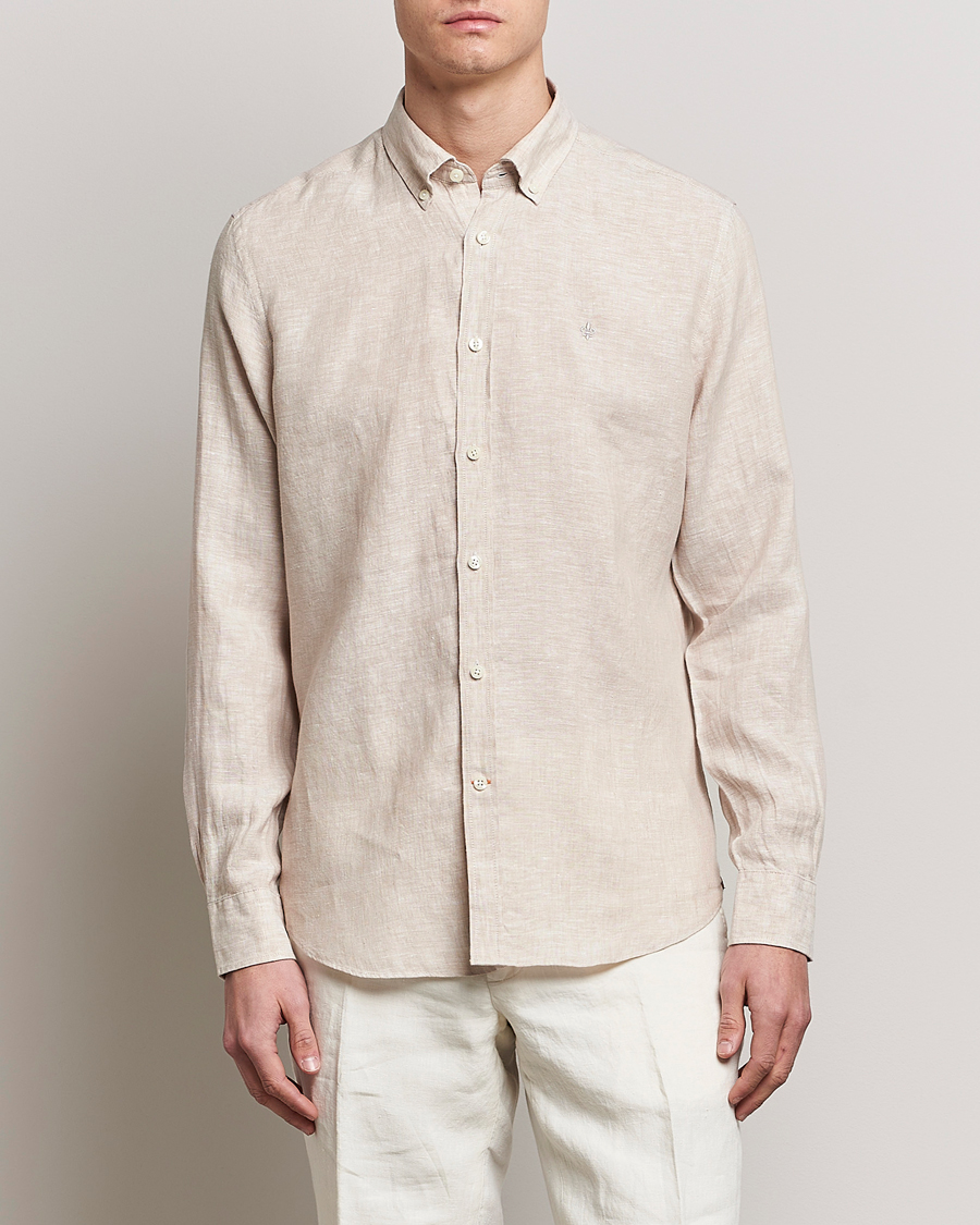 Herre | Afdelinger | Morris | Douglas Linen Button Down Shirt Khaki