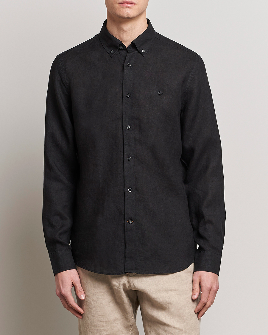 Herre | Hørskjorter | Morris | Douglas Linen Button Down Shirt Black