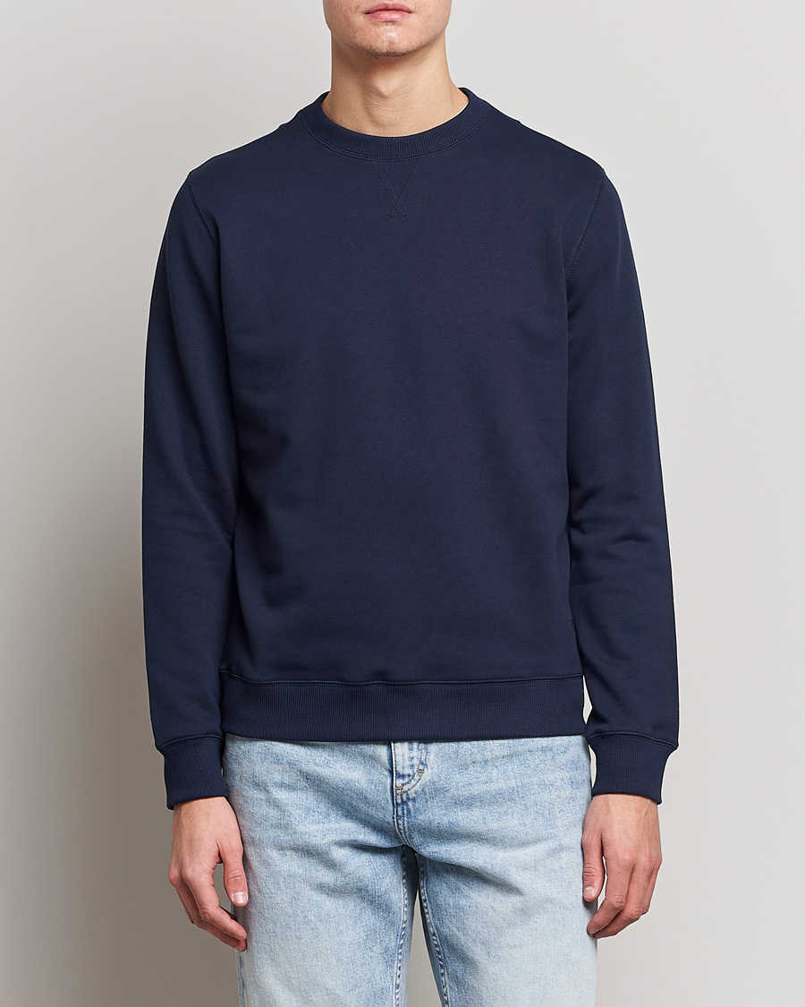 Herre | Sweatshirts | Stenströms | Cotton Collage Crew Neck Navy