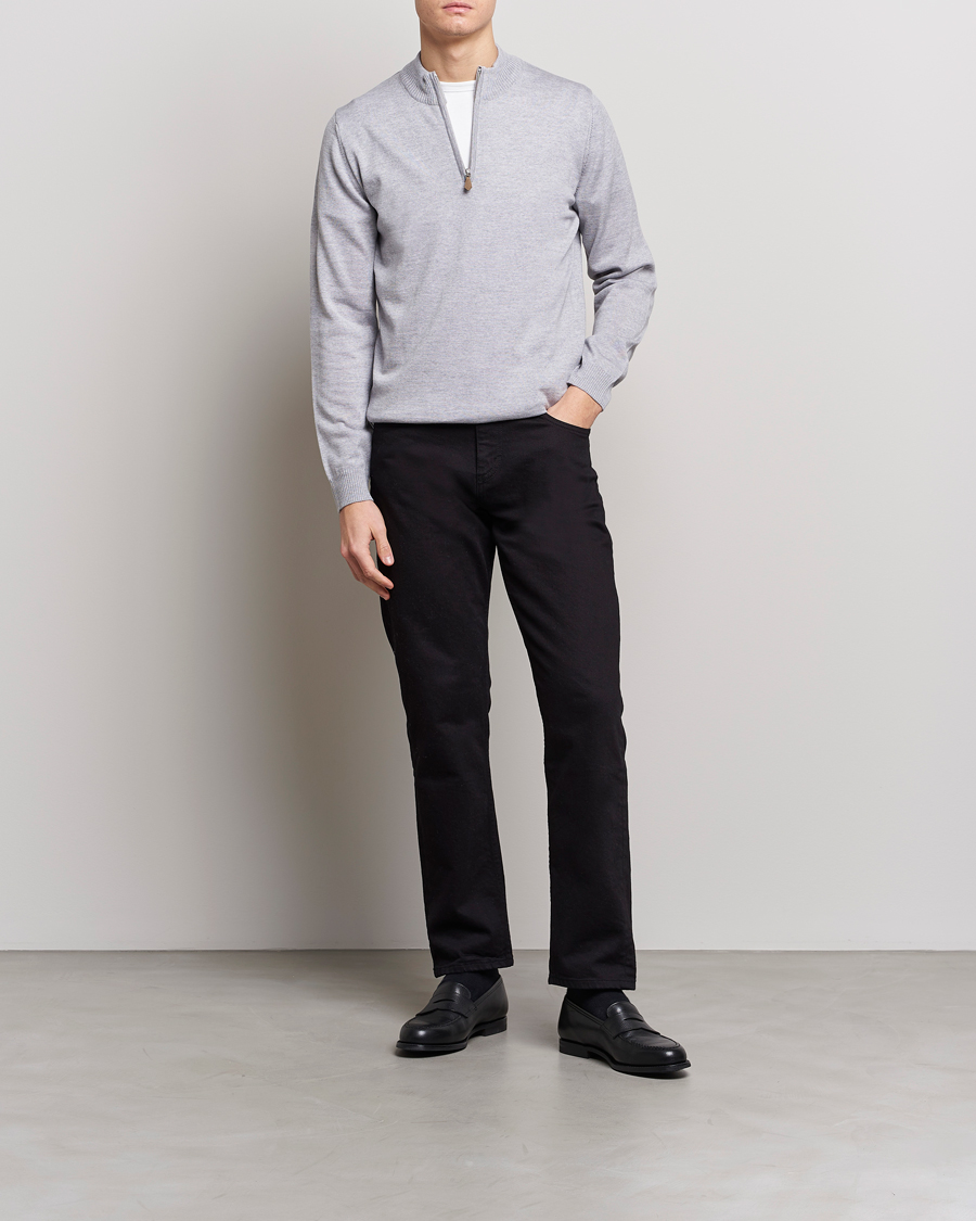 Herre | Trøjer | Stenströms | Merino Half Zip Light Grey