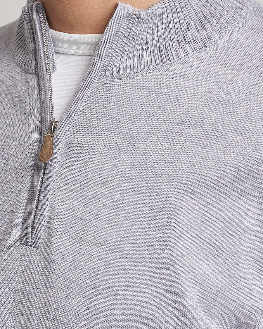 Herre | Trøjer | Stenströms | Merino Half Zip Light Grey