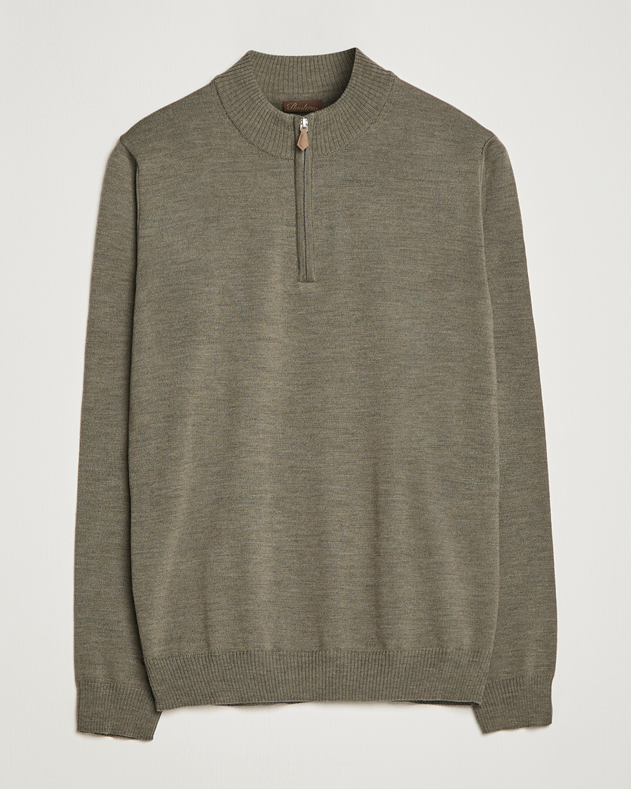 Herre | Trøjer | Stenströms | Merino Wool Half Zip Olive