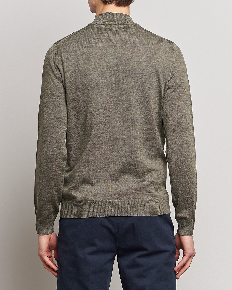 Herre | Trøjer | Stenströms | Merino Wool Half Zip Olive