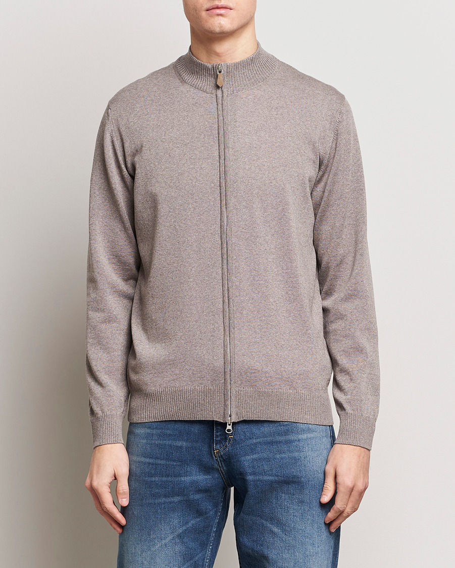 Herre | Full-zip | Stenströms | Merino Wool Full Zip Mud Brown