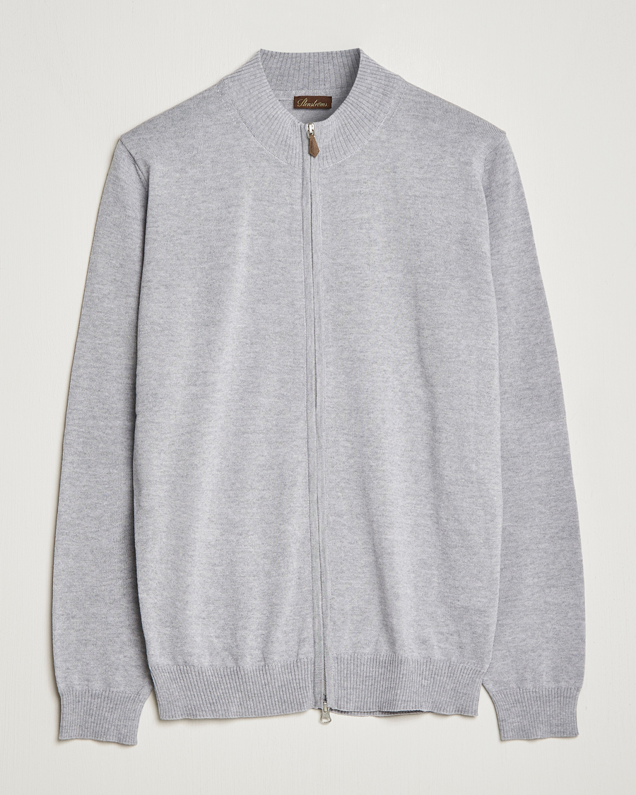 Herre | Trøjer | Stenströms | Merino Wool Full Zip Light Grey