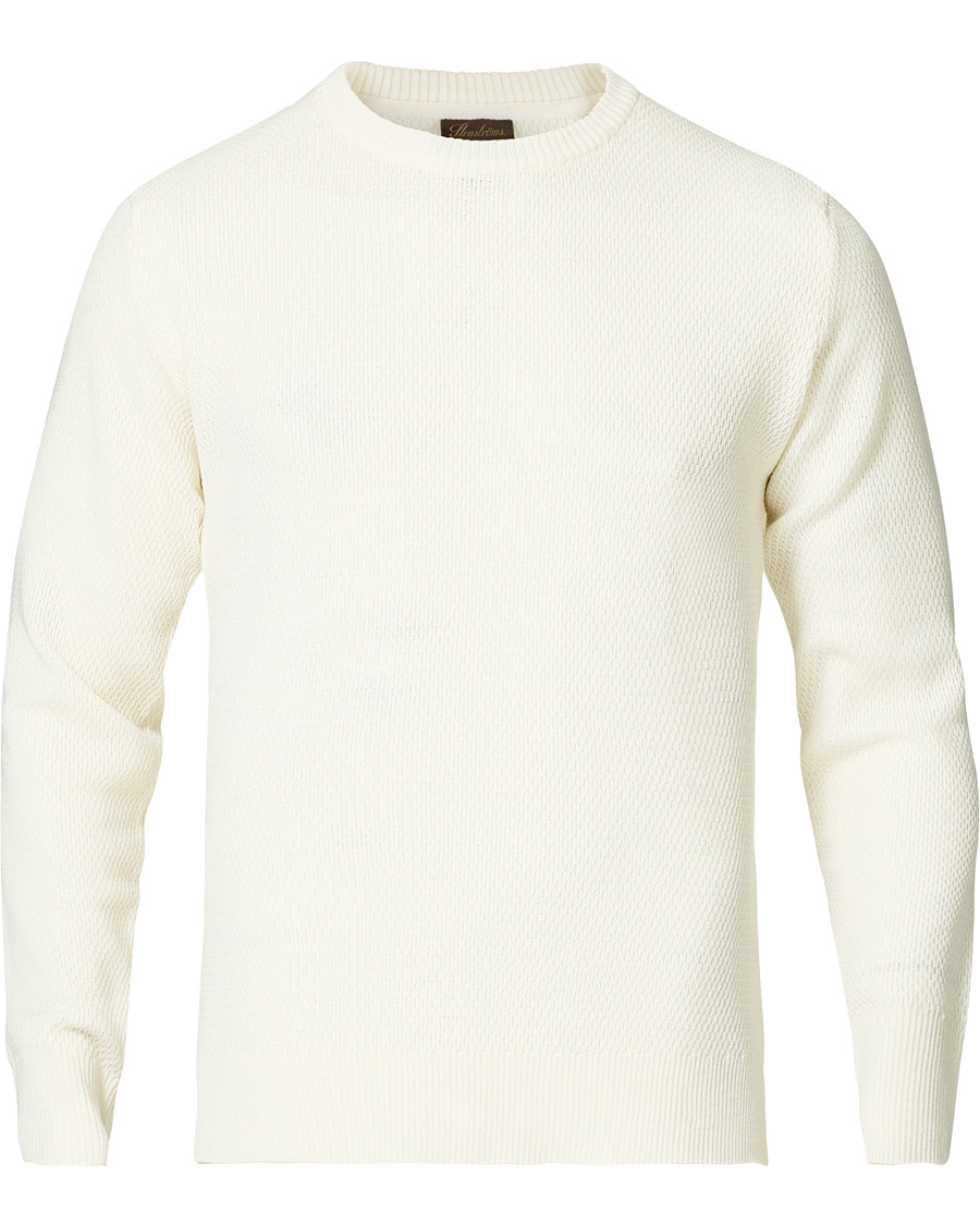 Herre | Trøjer | Stenströms | Textured Merino Crew Neck Off White