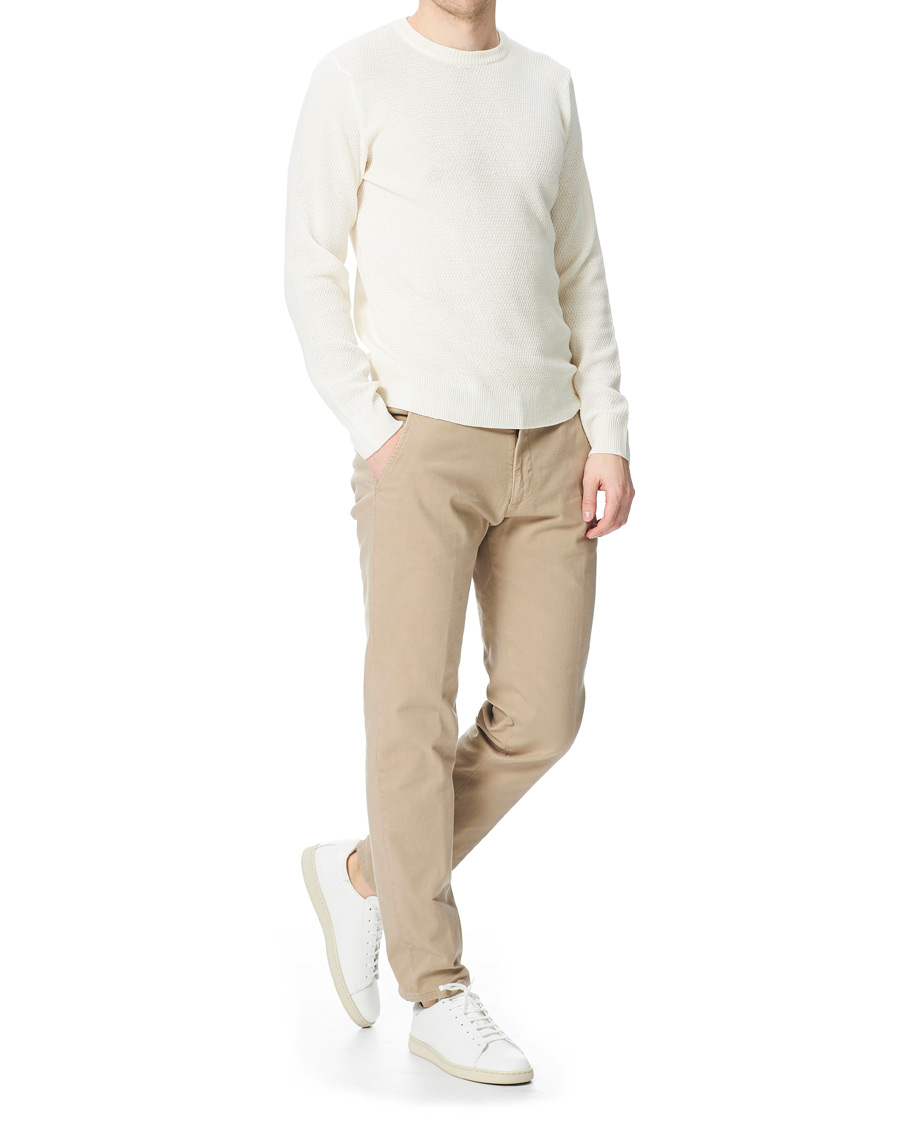 Herre | Trøjer | Stenströms | Textured Merino Crew Neck Off White