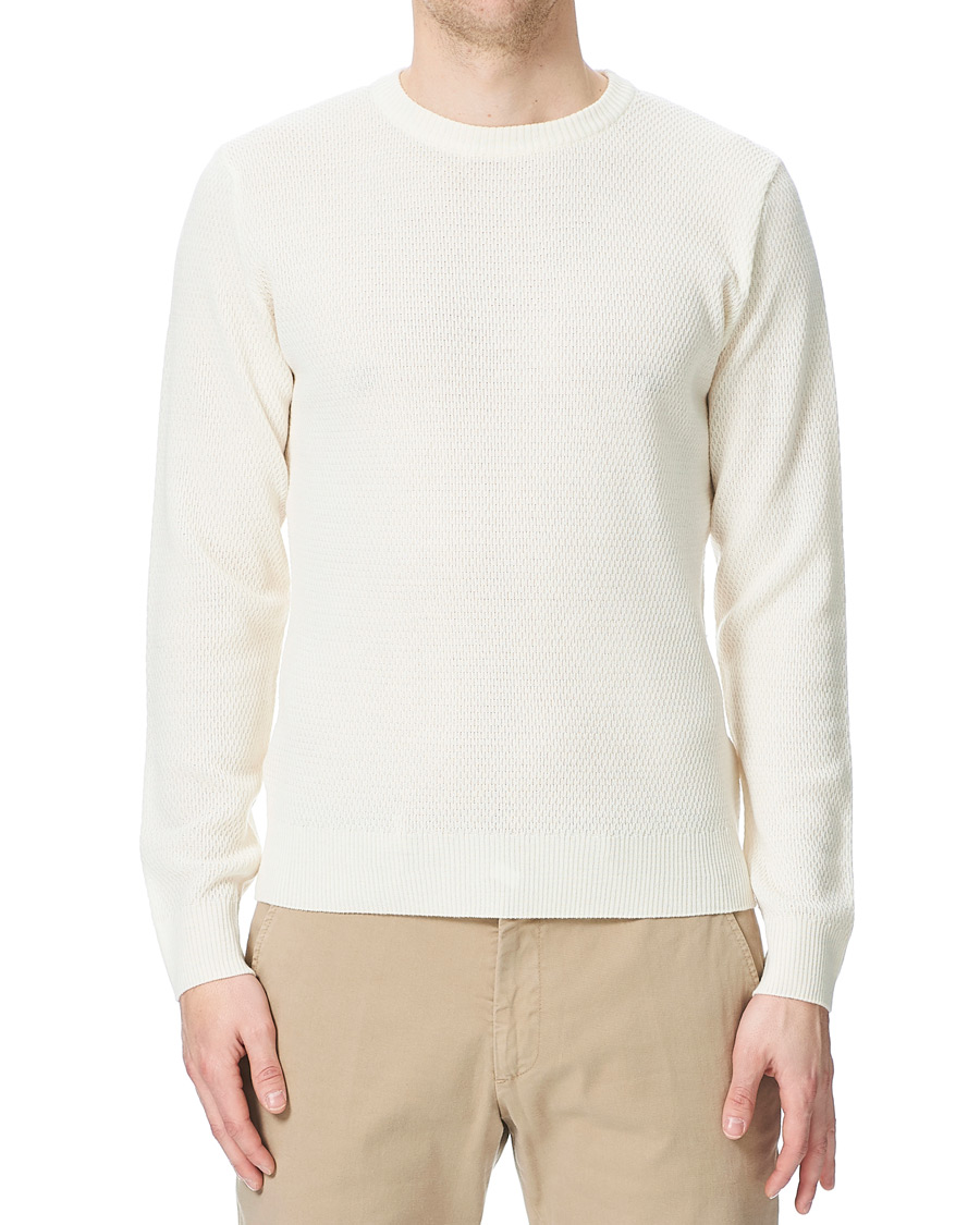 Herre | Trøjer | Stenströms | Textured Merino Crew Neck Off White