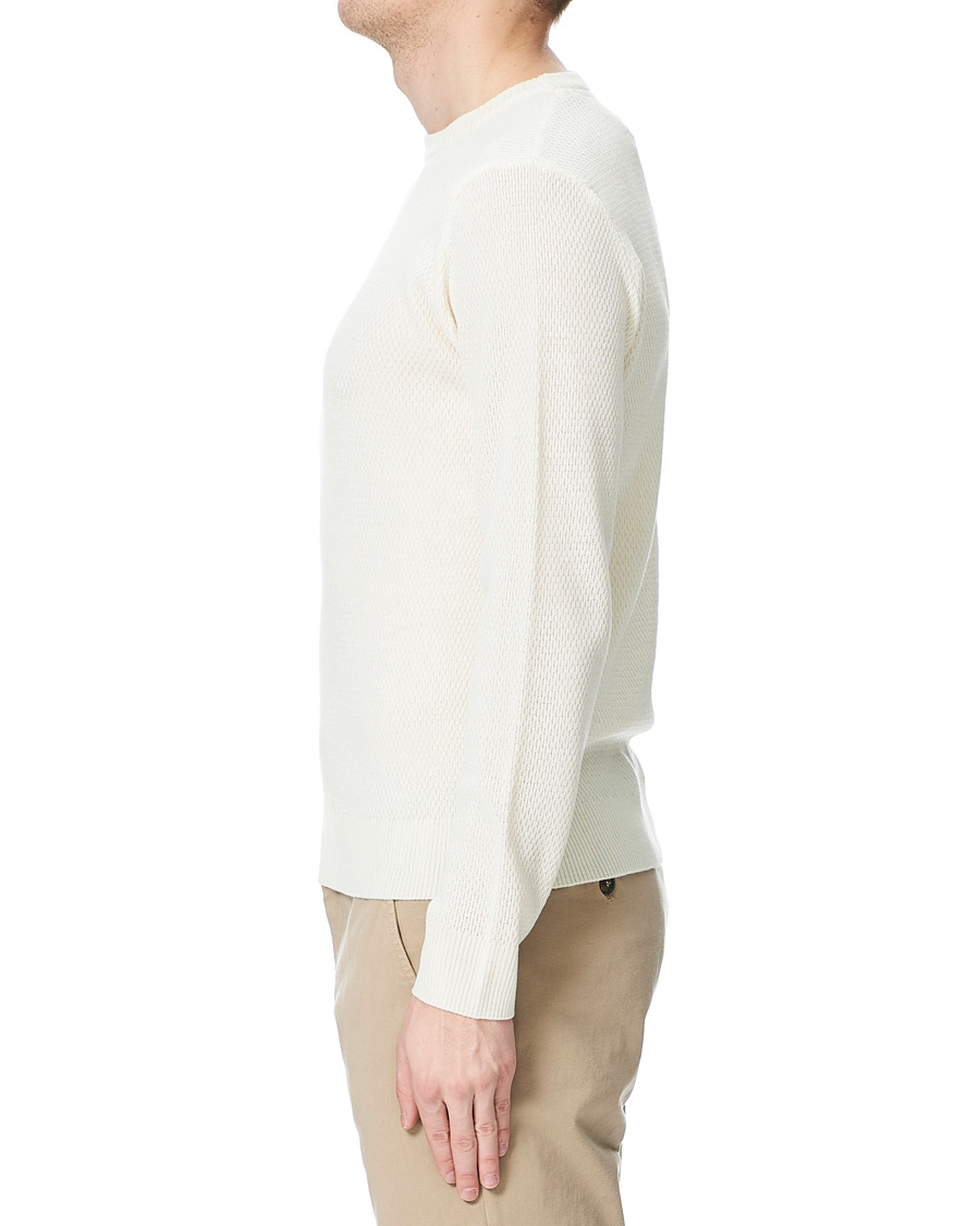 Herre | Trøjer | Stenströms | Textured Merino Crew Neck Off White