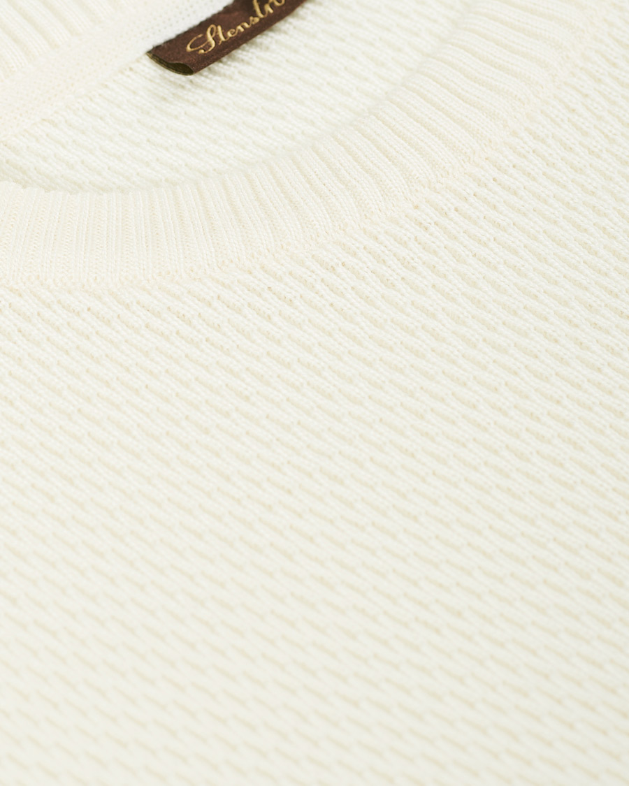 Herre | Trøjer | Stenströms | Textured Merino Crew Neck Off White