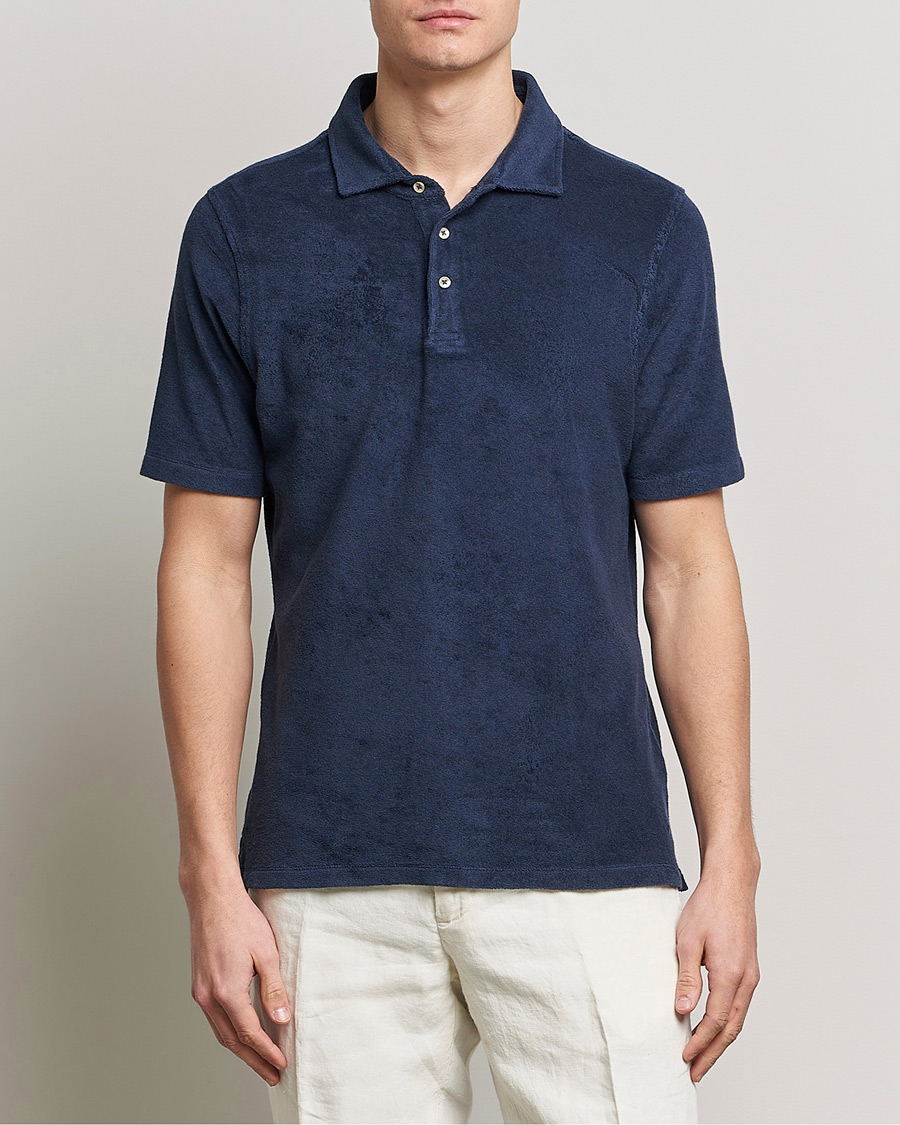 Herre | Polotrøjer | Stenströms | Terry Cotton Poloshirt Navy