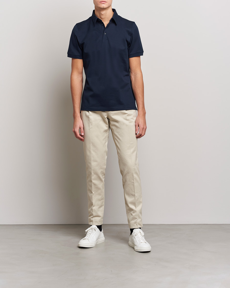 Herre | Polotrøjer | Stenströms | Cotton Polo Shirt Navy