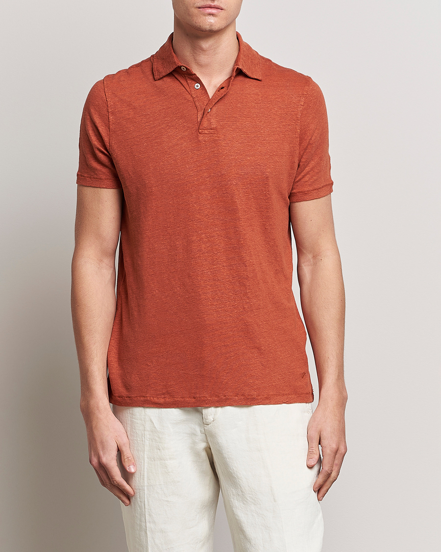 Herre | Polotrøjer | Stenströms | Linen Polo Shirt Rust