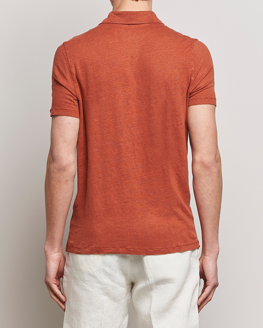 Herre | Polotrøjer | Stenströms | Linen Polo Shirt Rust