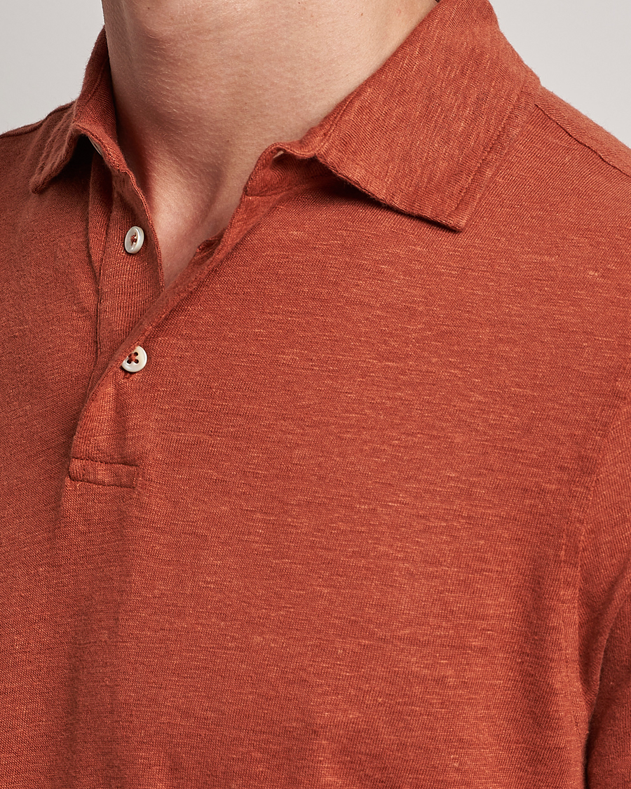 Herre | Polotrøjer | Stenströms | Linen Polo Shirt Rust