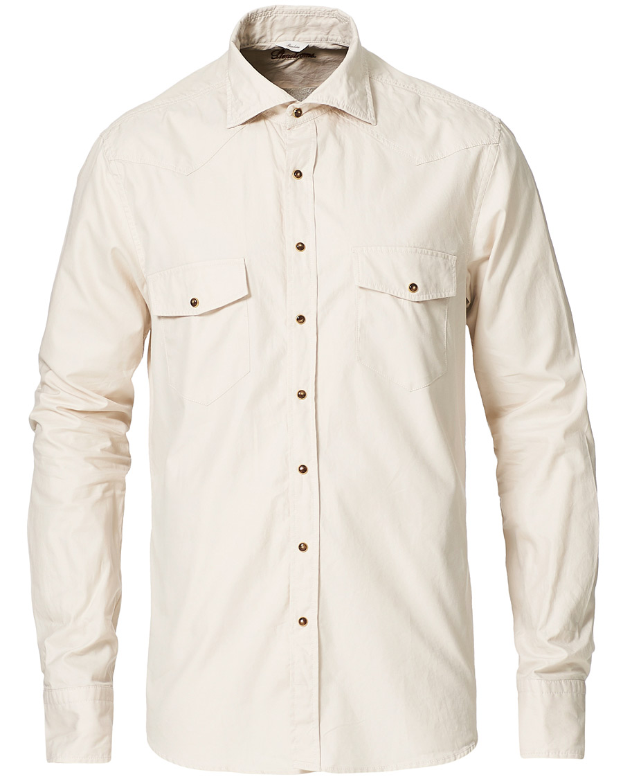 Herre | Skjorter | Stenströms | Slimline Twill Western Shirt Beige