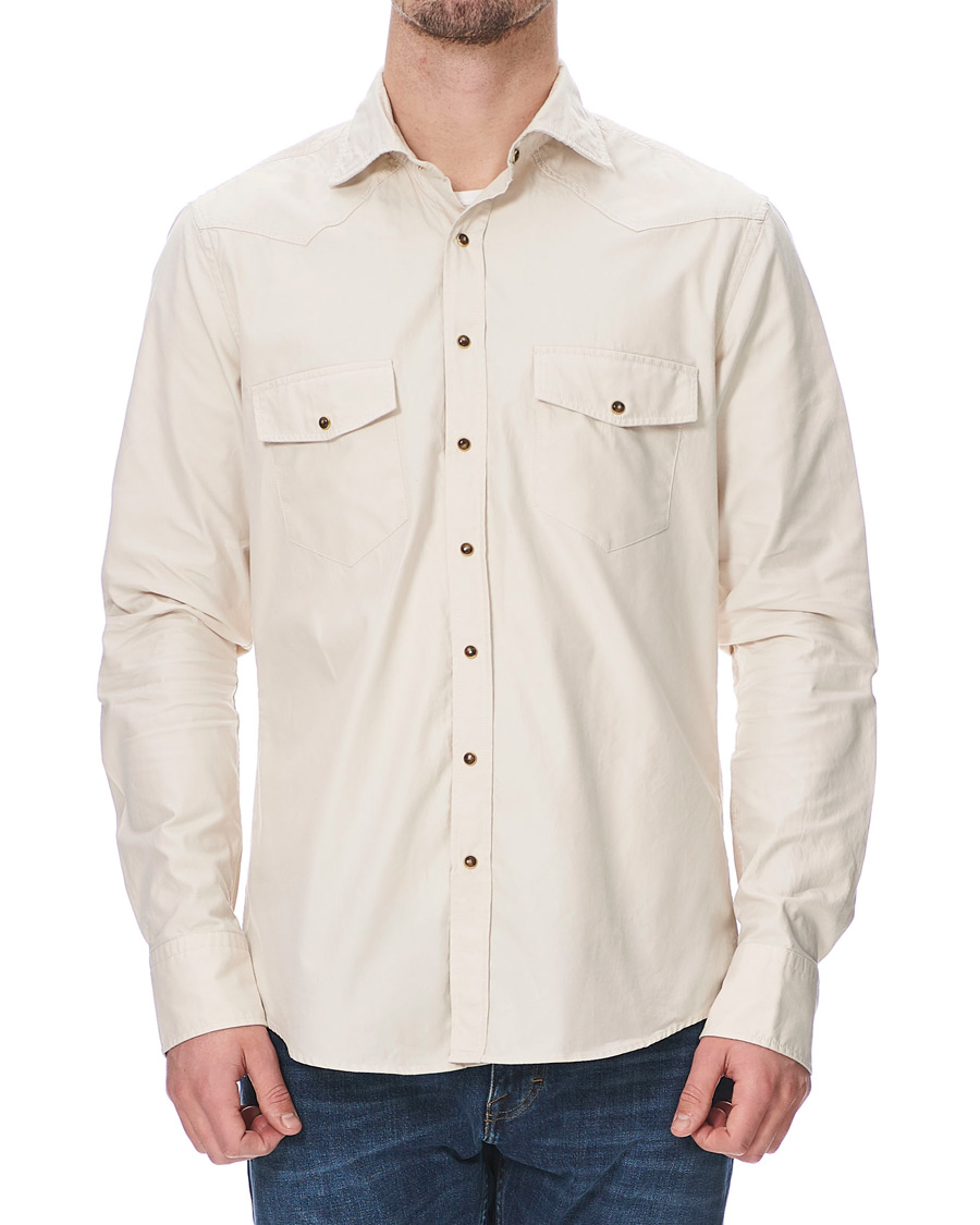 Herre | Skjorter | Stenströms | Slimline Twill Western Shirt Beige
