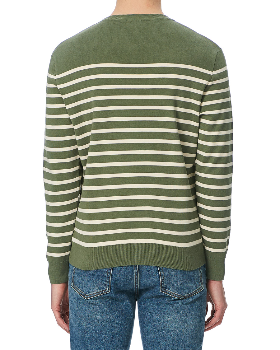 Herre | Trøjer | Sunspel | Breton Stripe Crew Neck Sweater Light Khaki/Ecru