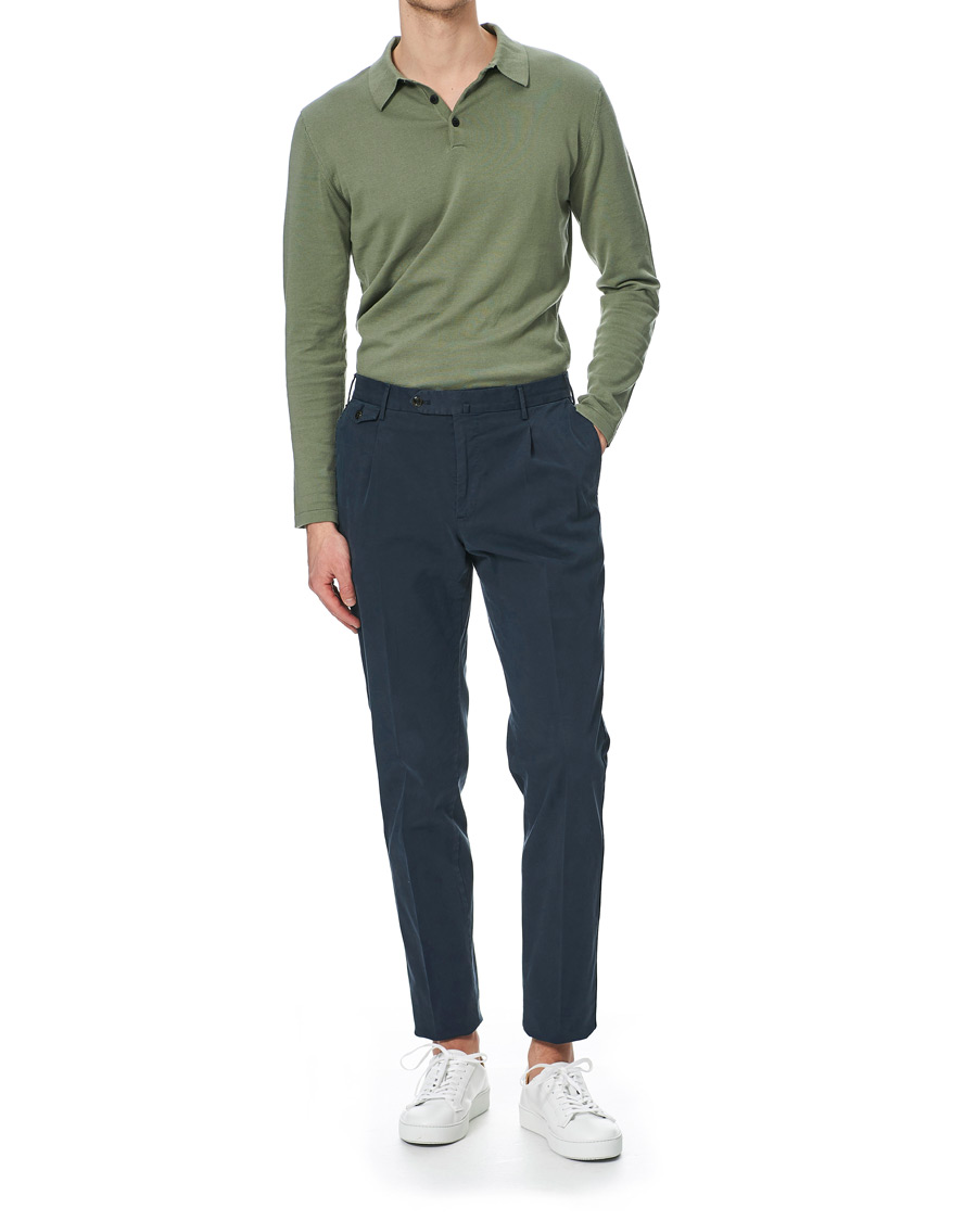 Herre | Trøjer | Sunspel | Long Sleeve Sea Island Cotton Polo Shirt Light Khaki