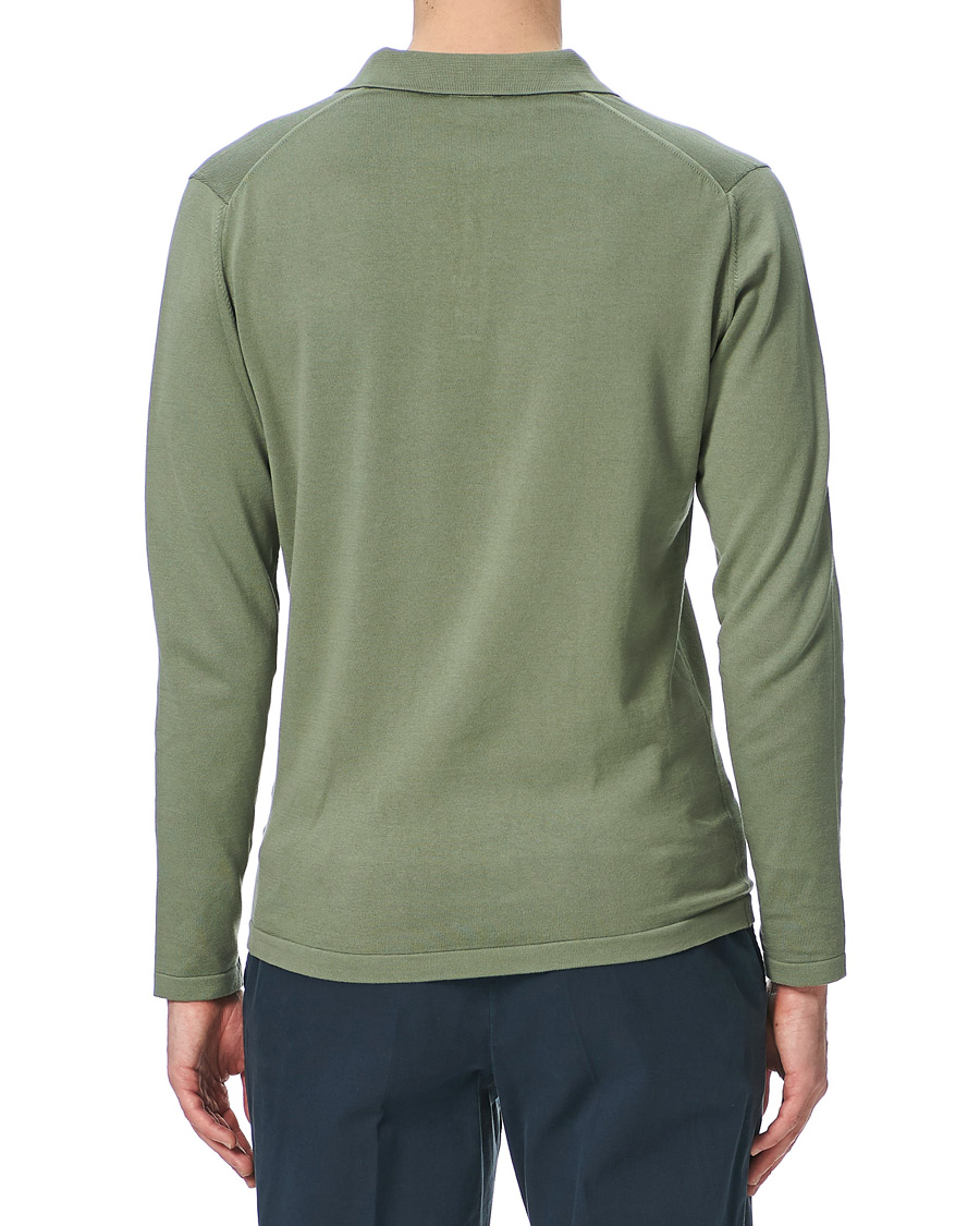 Herre | Trøjer | Sunspel | Long Sleeve Sea Island Cotton Polo Shirt Light Khaki