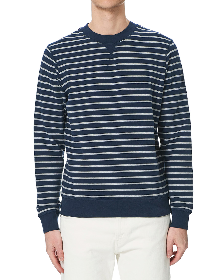 Herre | Trøjer | Sunspel | Striped Loopback Sweatshirt Navy/Grey