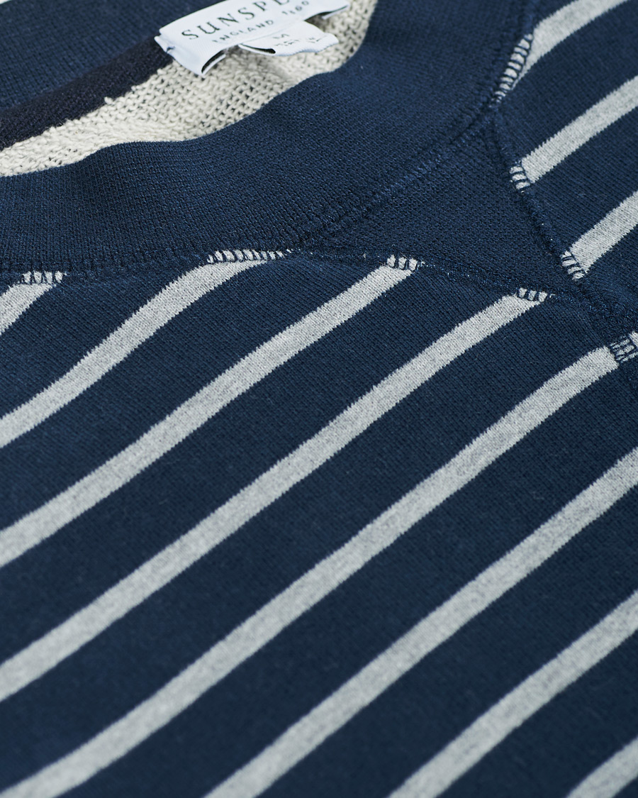 Herre | Trøjer | Sunspel | Striped Loopback Sweatshirt Navy/Grey