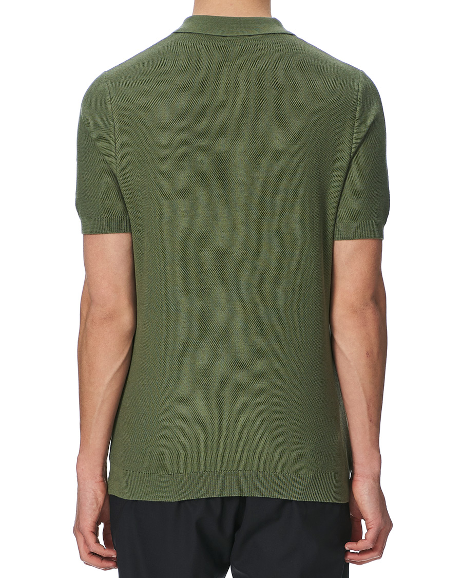 Herre | Polotrøjer | Sunspel | Rack Stitch Fine Knitted Polo Light Khaki