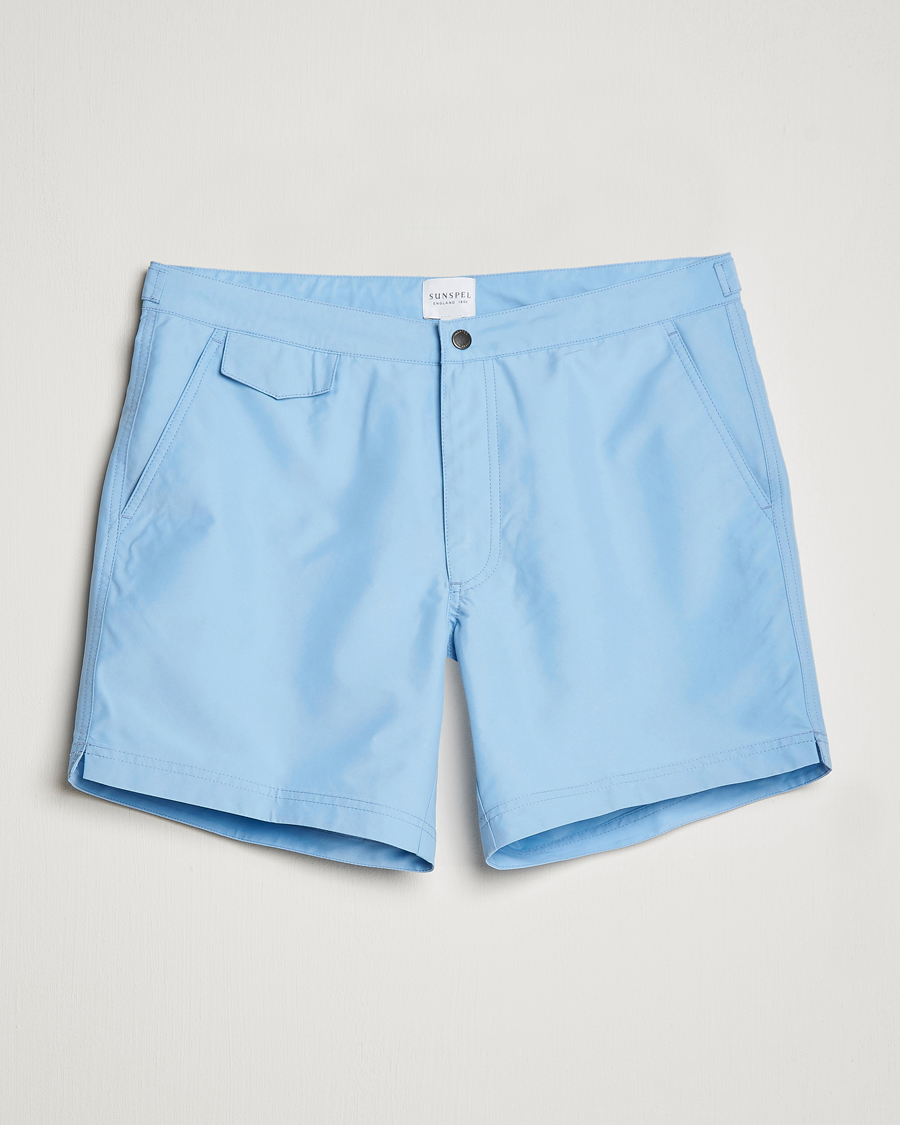 Herre | Badebukser | Sunspel | Recycled Seaqual Tailored Swim Shorts Light Blue