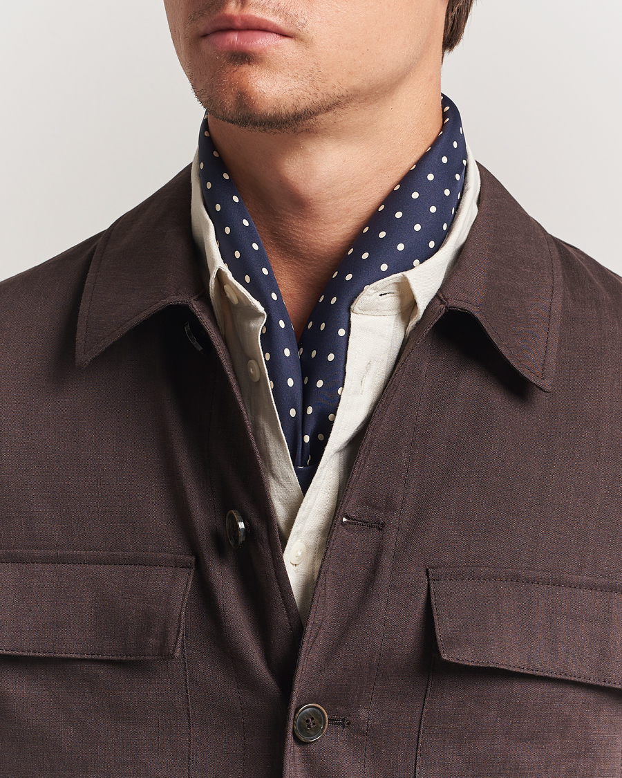 Herre | Tørklæde | Ralph Lauren Purple Label | Printed Dot Scarf Navy