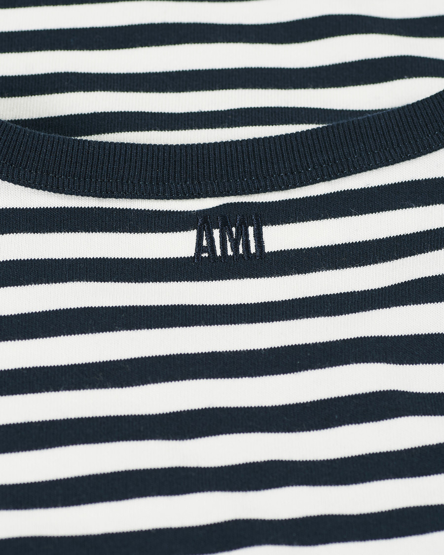Herre | T-Shirts | AMI | Breton Stripe Long Sleeve Tee White/Navy