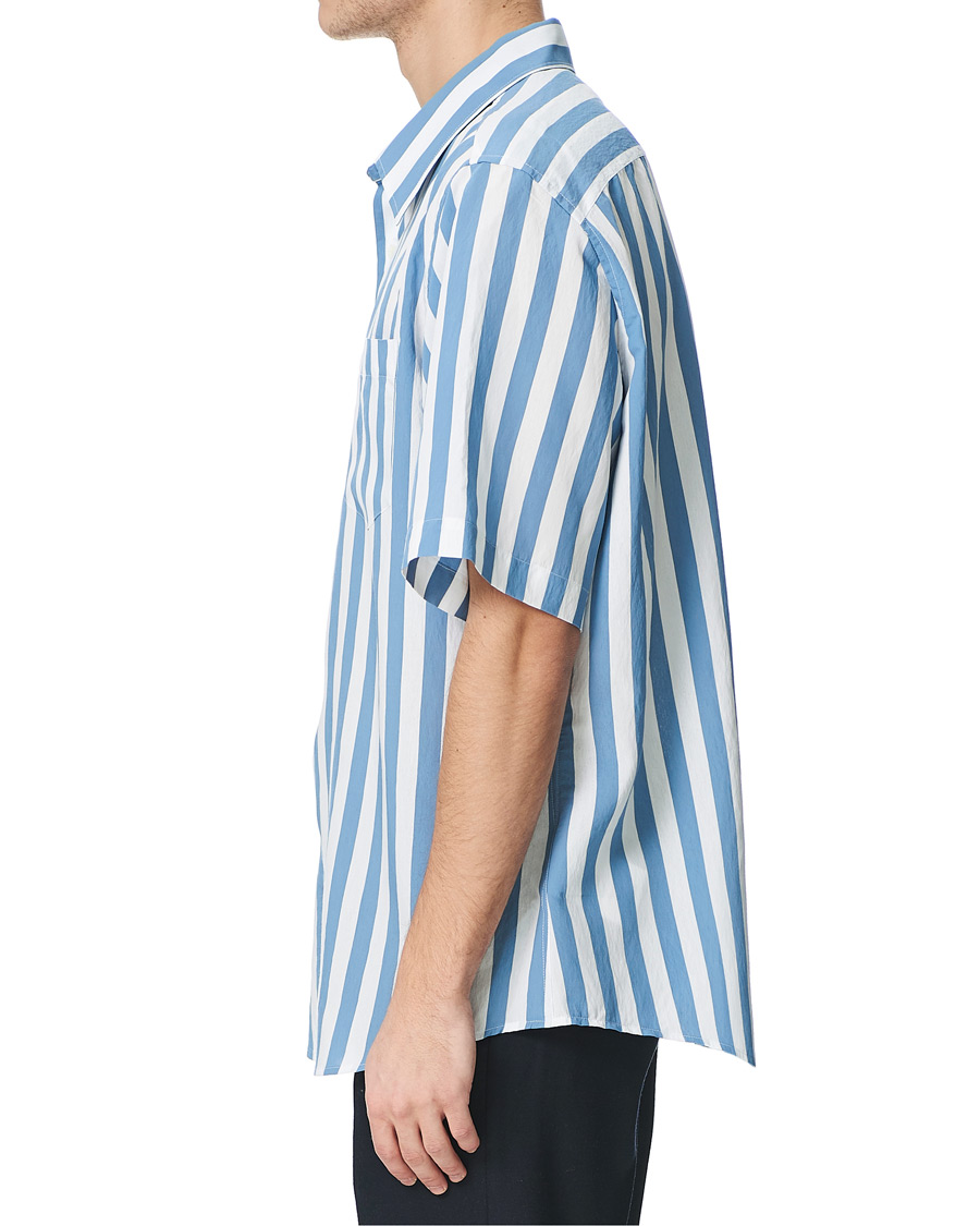 Herre | Skjorter | AMI | Summer Fit Short Sleeve Shirt Light Blue/White