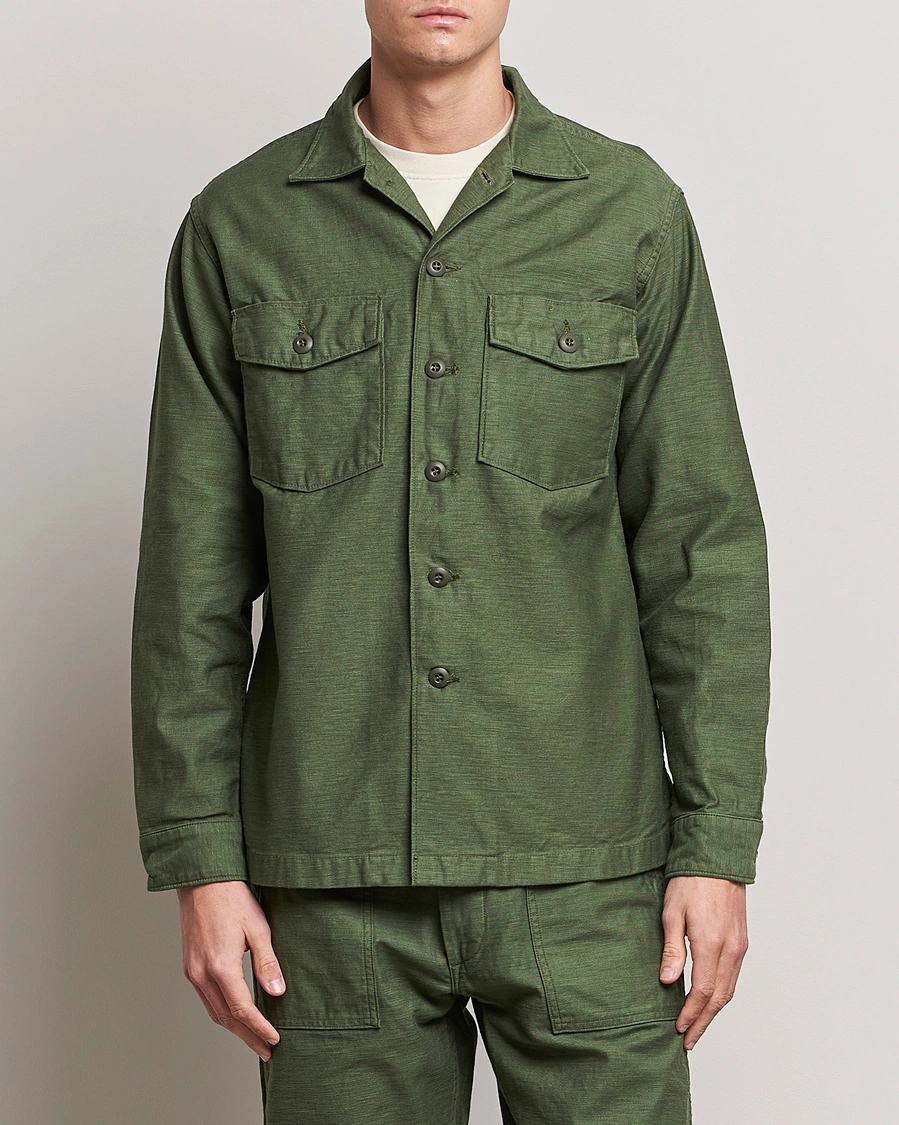 Herre | orSlow | orSlow | Cotton Sateen US Army Overshirt Army Green