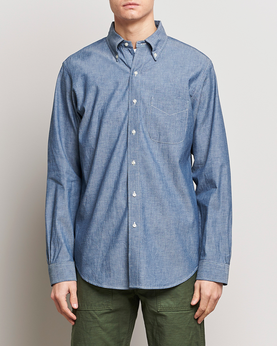 Herre | Afdelinger | orSlow | Denim Button Down Shirt Light Blue