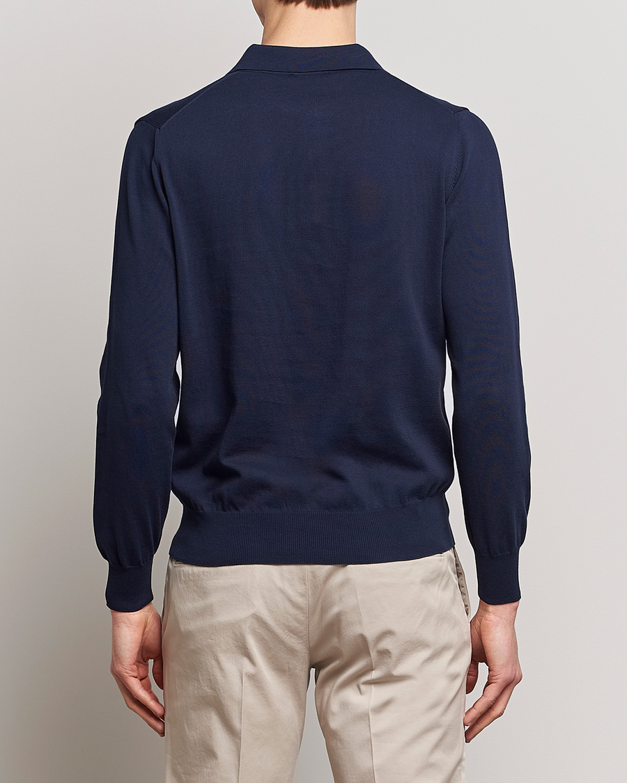 Herre | Trøjer | Canali | Cotton Long Sleeve Polo Navy