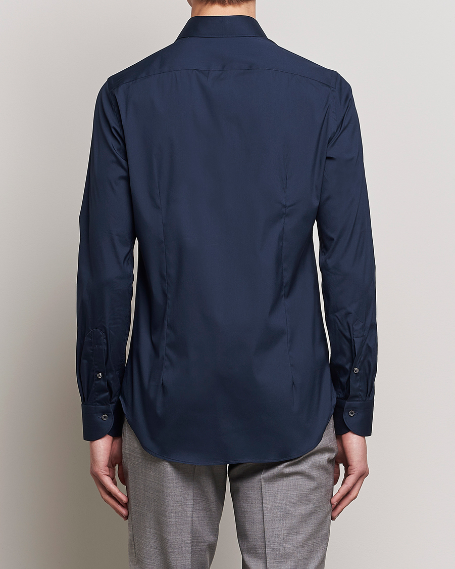 Herre | Skjorter | Canali | Slim Fit Cotton/Stretch Shirt Navy