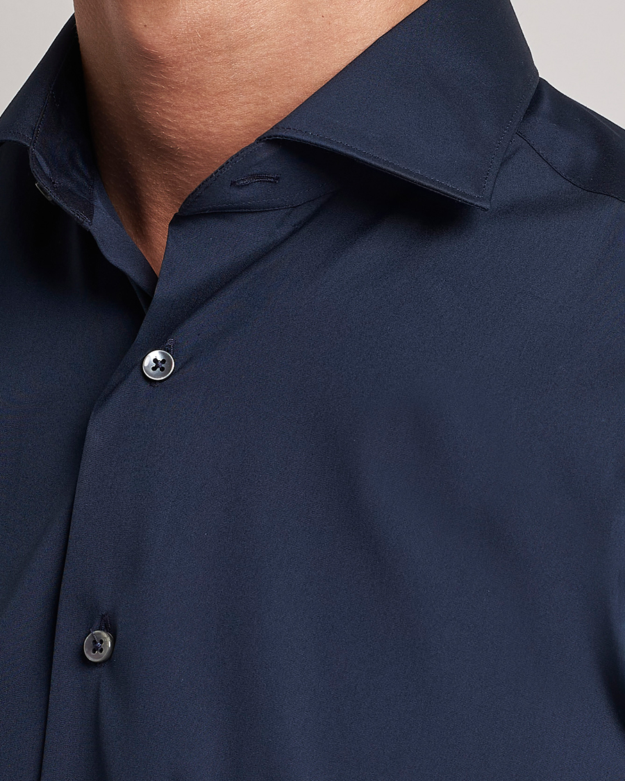 Herre | Skjorter | Canali | Slim Fit Cotton/Stretch Shirt Navy