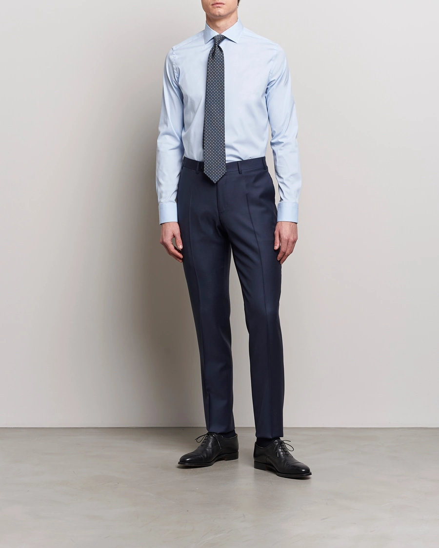 Herre | Businesskjorter | Canali | Slim Fit Cotton/Stretch Shirt Light Blue